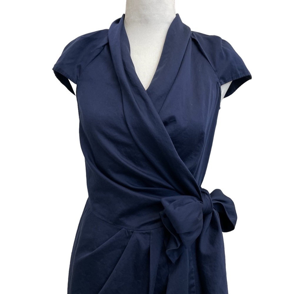 Diane von Furstenberg Vern 100% Cotton Navy Blue Wrap Dress - Picture 2 of 16